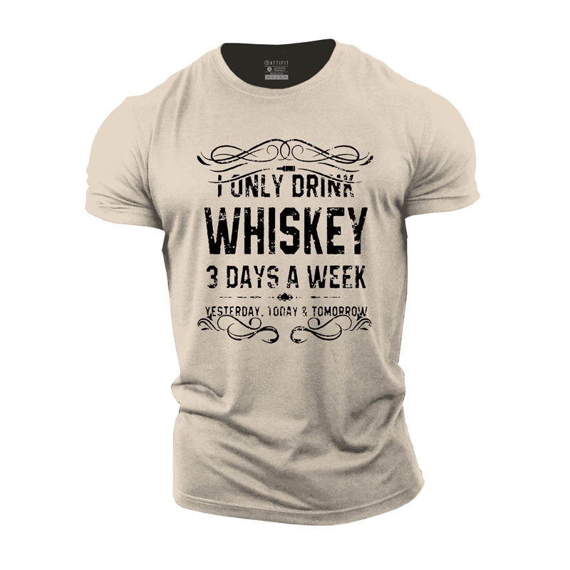 Cotton Drink Whiskey Graphic Fitness T-shirts