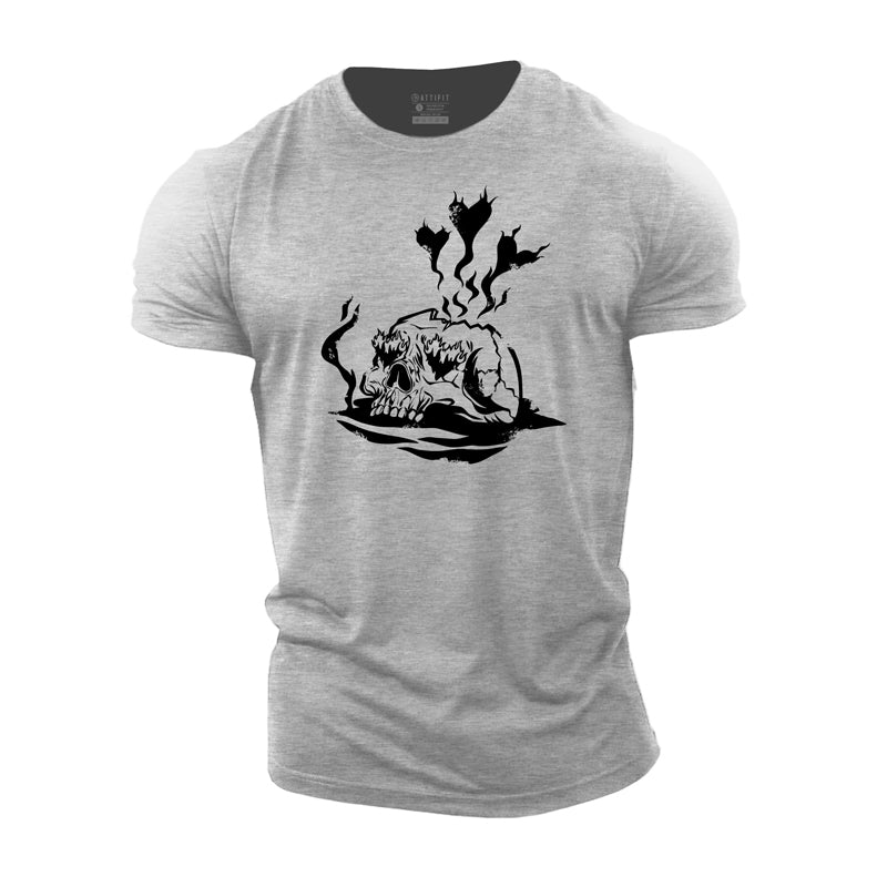 Cotton Skull Heart Graphic Men's Fitness T-shirts