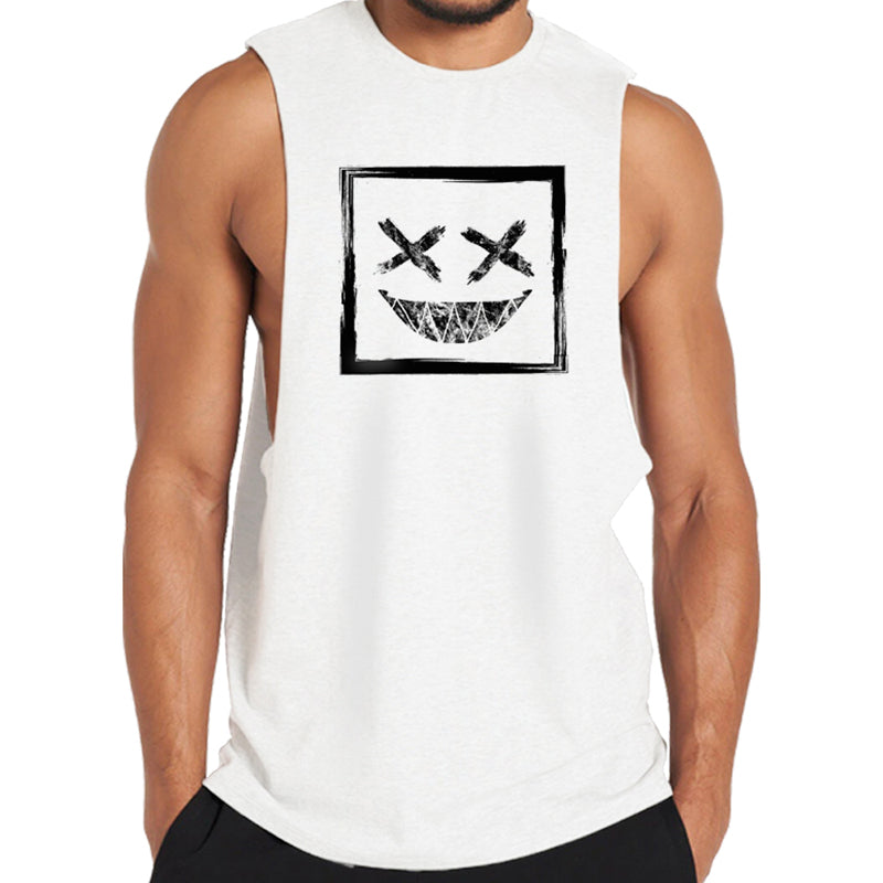 Cotton Smiley Face Workout Tank Top