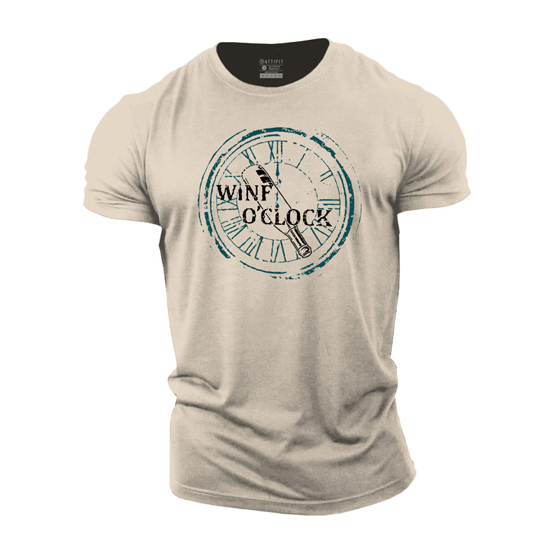 Cotton It's wine o'clock Graphic Men's T-shirts