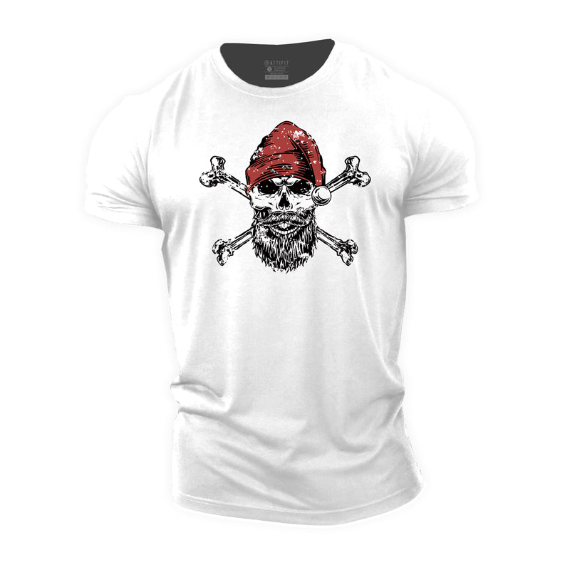 Christmas Skull Cotton T-Shirt