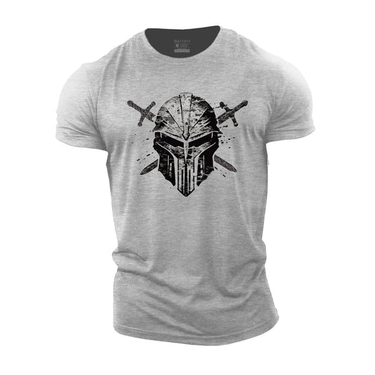 Cotton Spartan Helmet Graphic Men's Fitness T-shirts