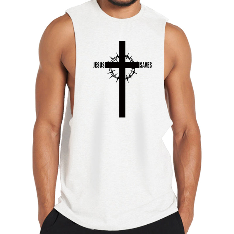 Cotton Jesus Saves Cross Men's Tank Top