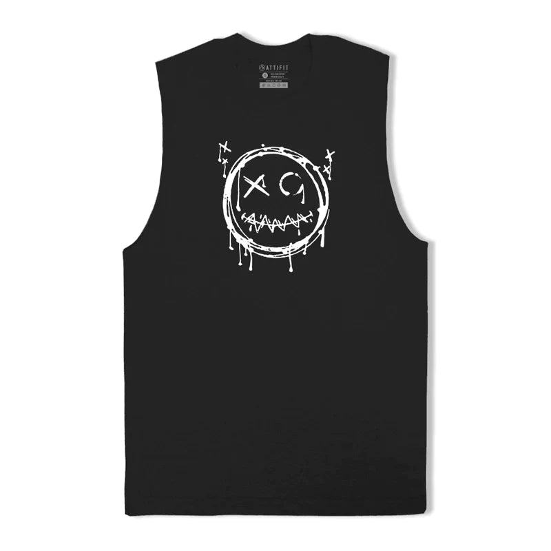 Cotton Funny Smile Graphic Men's Tank Top