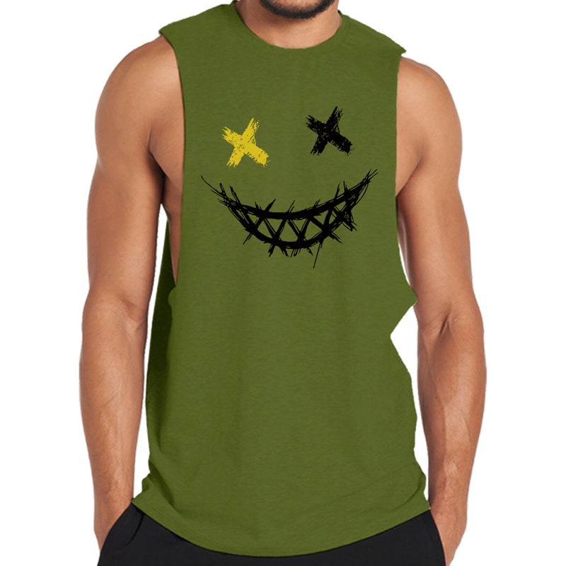 Cotton Evil Smiley Face Tank Top