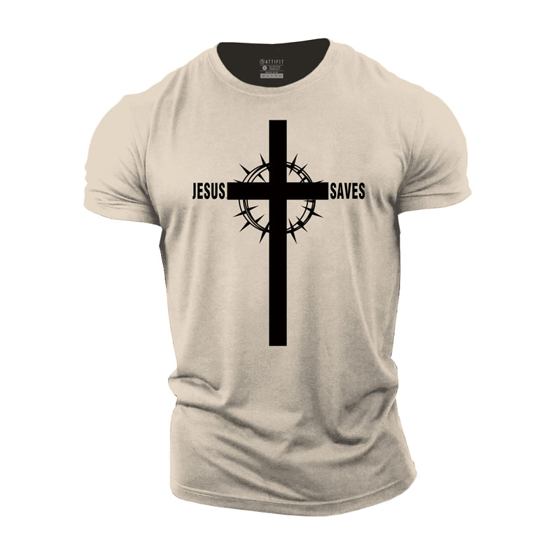 Jesus Saves Cross Cotton T-Shirt