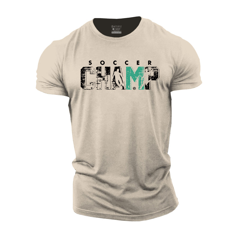 Cotton Soccer Champ Graphic Men's T-shirts