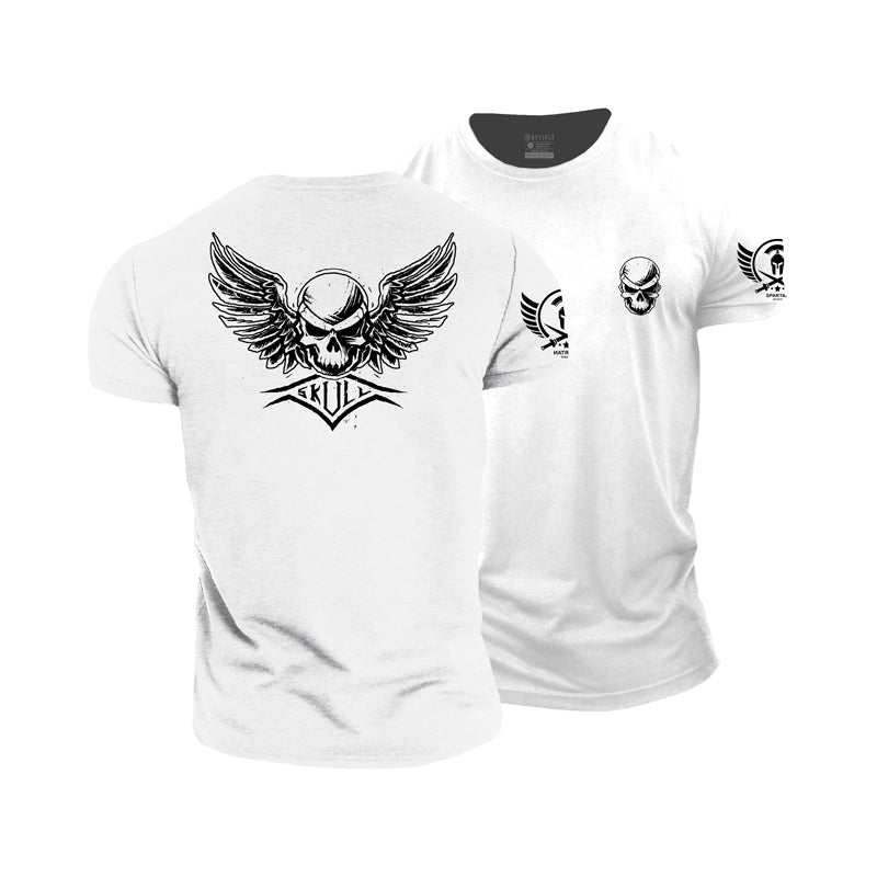 Cotton Skull Wings Graphic Men's T-shirts