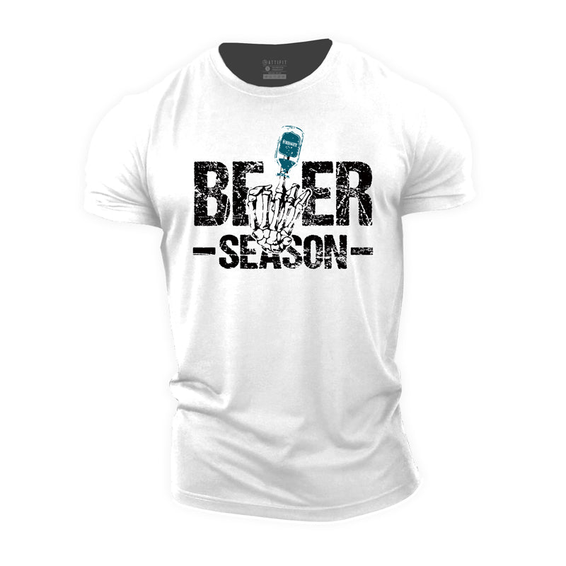 Cotton Beer Season Graphic Men's T-shirts