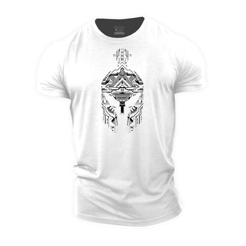 Cotton Spartan Helmet Graphic T-shirts