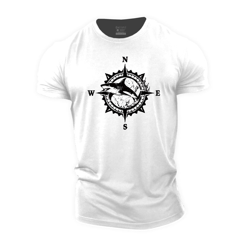 Compass Shark Cotton T-Shirt