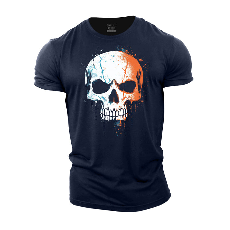 Contrast Color Skull Cotton T-Shirt