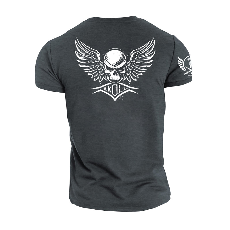 Cotton Skull Wings Graphic Men's T-shirts