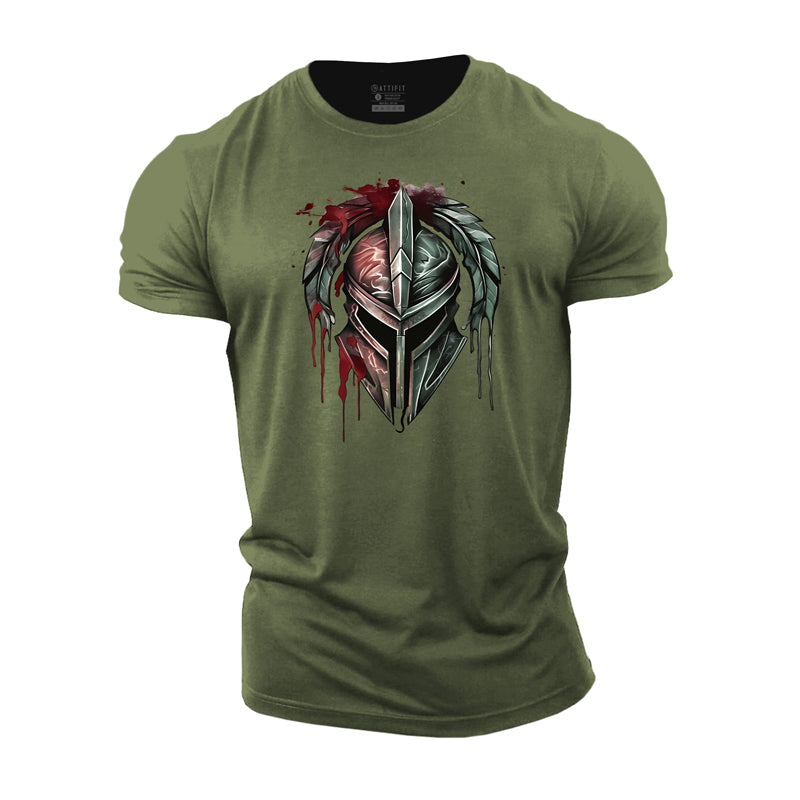 Cotton Spartan Helmet Graphic Men's T-shirts