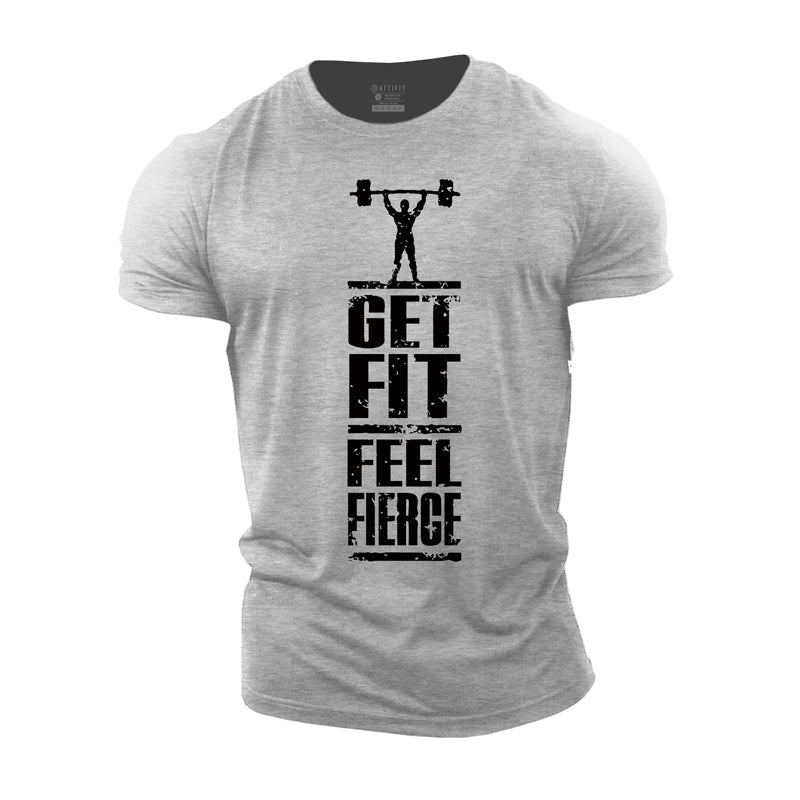 Cotton Get Fit Feel Fierce Graphic Men's Fitness T-shirts