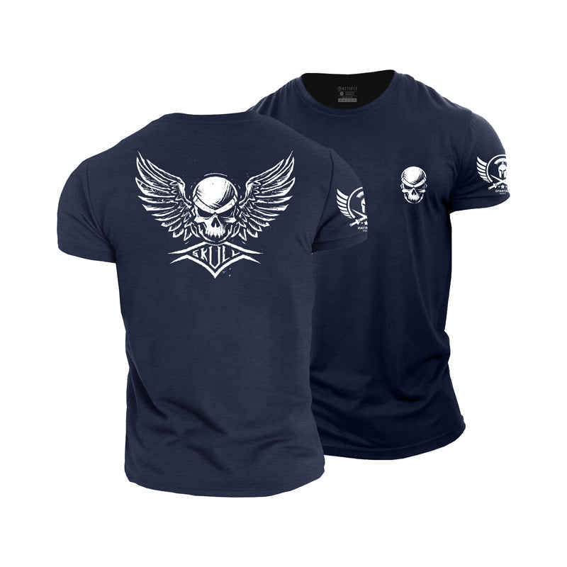 Cotton Skull Wings Graphic Men's T-shirts