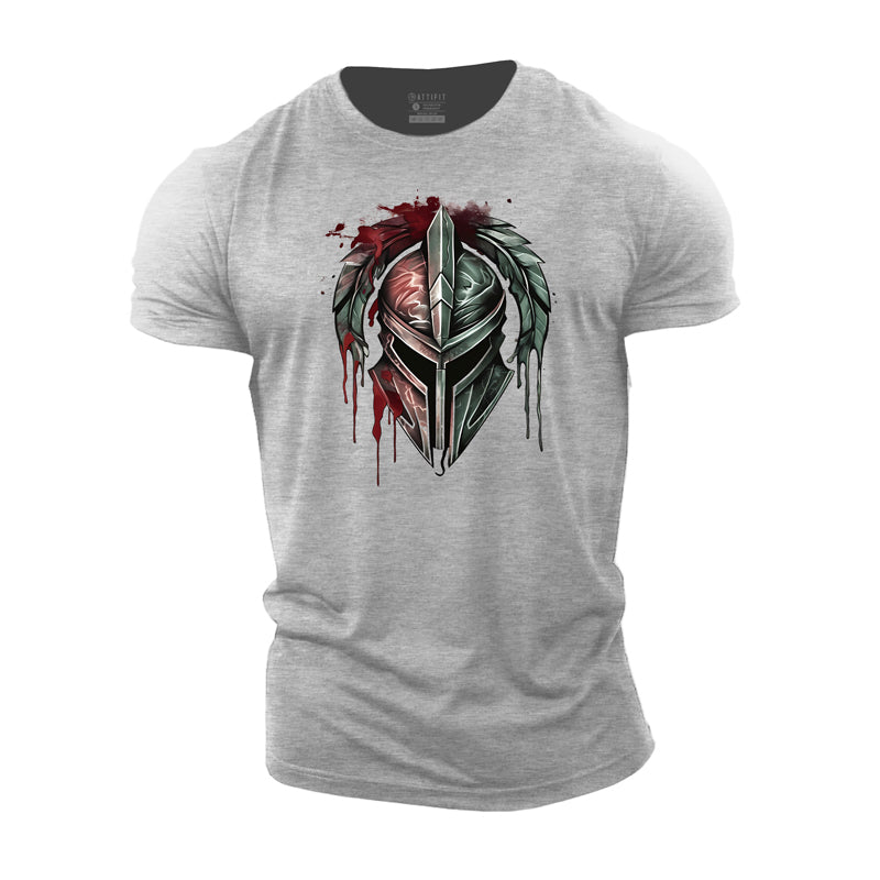 Cotton Spartan Helmet Graphic Men's T-shirts