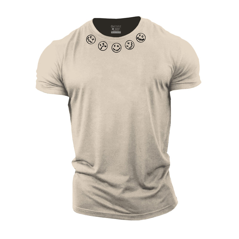 Cotton Smile Emoticon Graphic Men's T-shirts