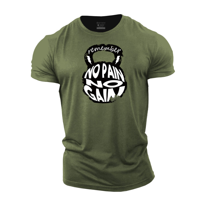 Cotton No Pain No Gain Graphic Men's T-shirts