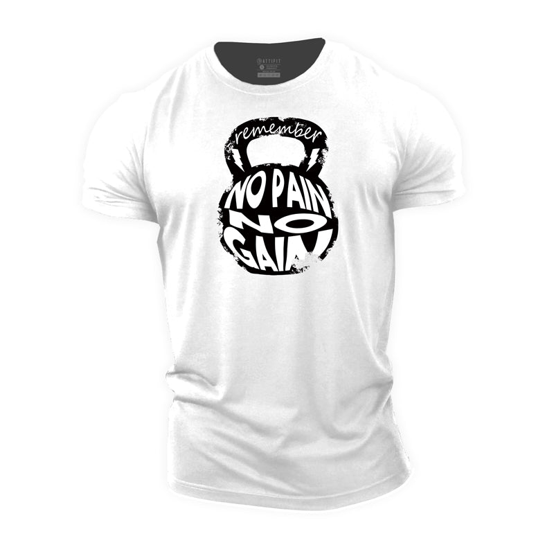 Cotton No Pain No Gain Graphic Men's T-shirts