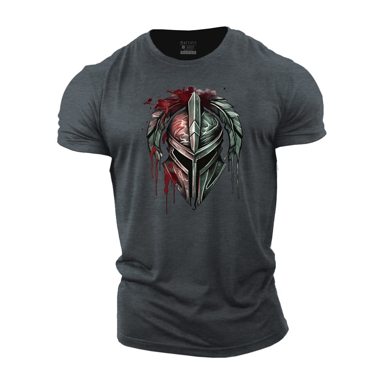 Cotton Spartan Helmet Graphic Men's T-shirts