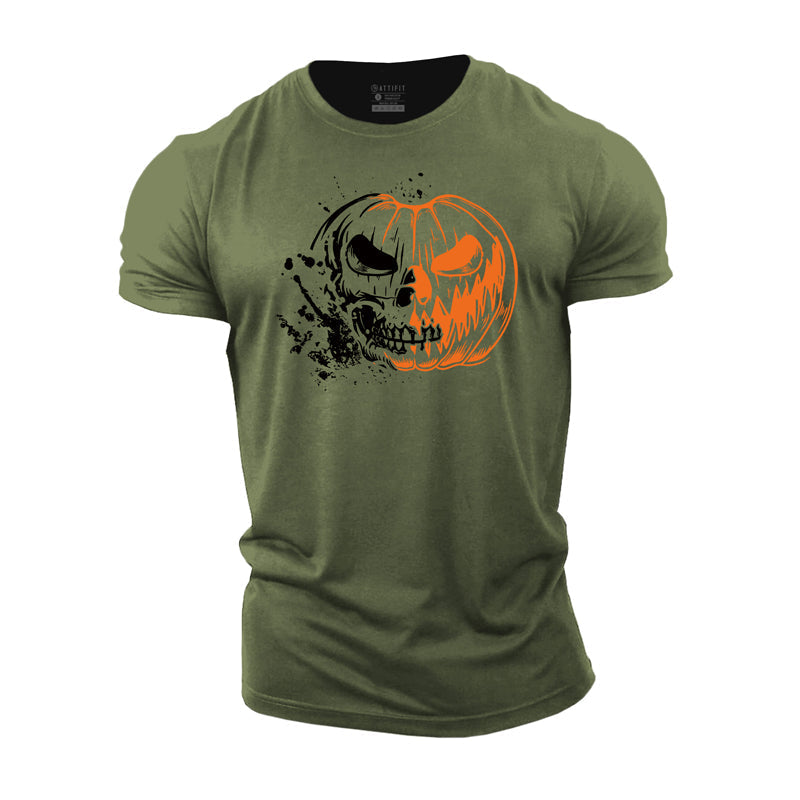 Halloween Skull Pumpkin Cotton T-Shirt