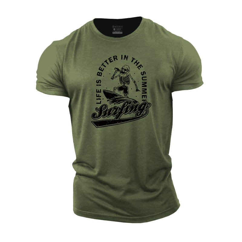 Cotton Surfing Graphic Gym T-shirts