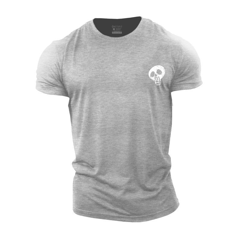 Cotton Small Skull Graphic Men's Fitness T-shirts