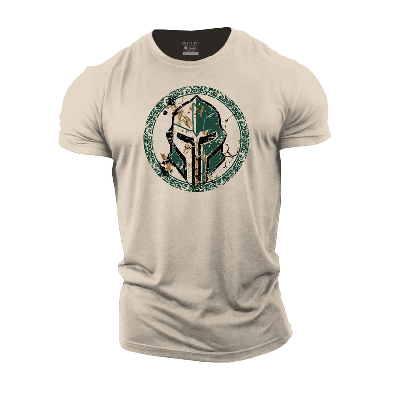 Cotton Spartan Helmet Graphic Men's T-shirts