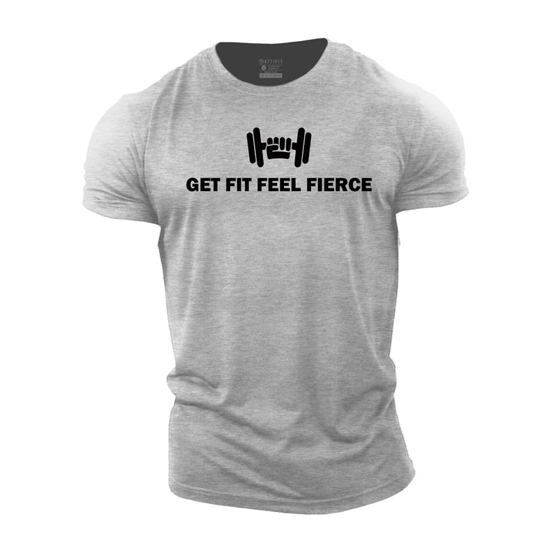 Cotton Get Fit Feel Fierce Graphic Men's T-shirts