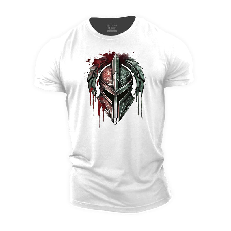 Cotton Spartan Helmet Graphic Men's T-shirts