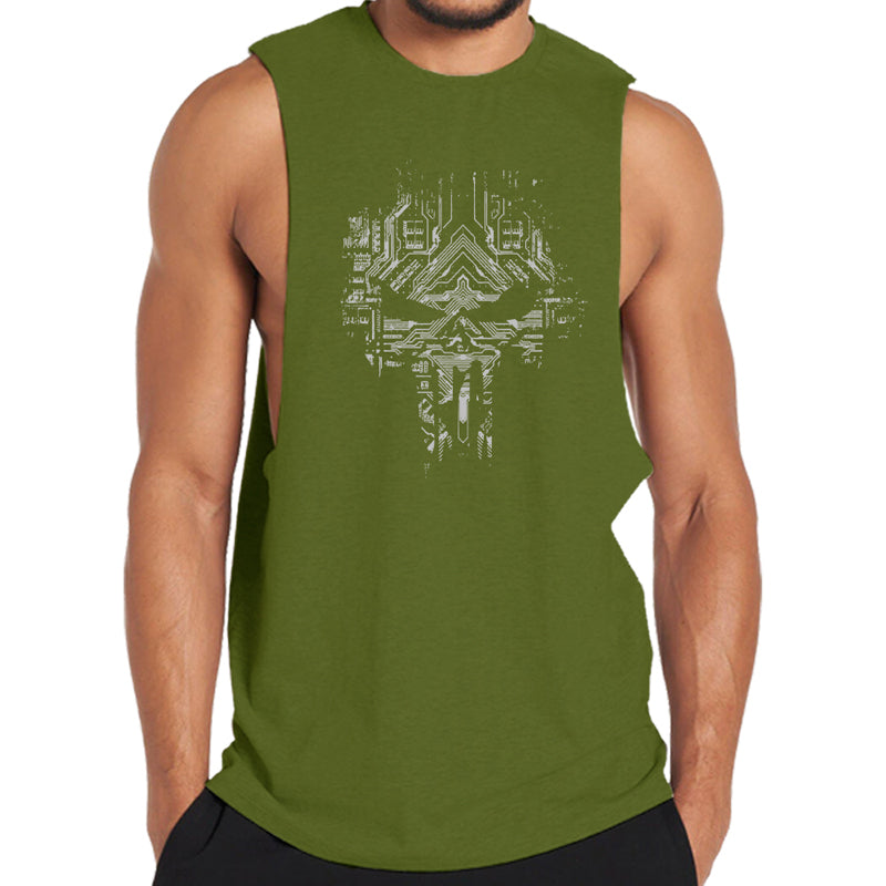 Cotton Skull Graphic Workout Tank Top