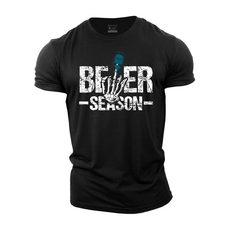 Cotton Beer Season Graphic Men's T-shirts